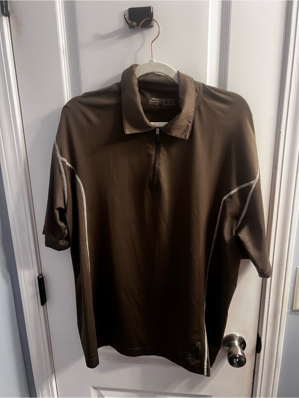 Nike Brown Short-Sleeve Zip Polo
